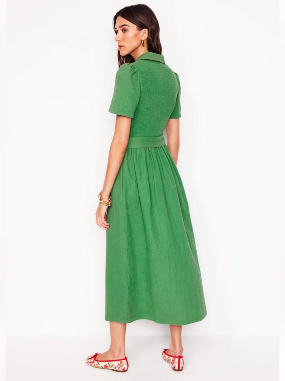 BODEN 100% Cotton Amber Double Cloth Midi Dress Cottagecore Prairie Casual US 8 - Picture 11 of 11